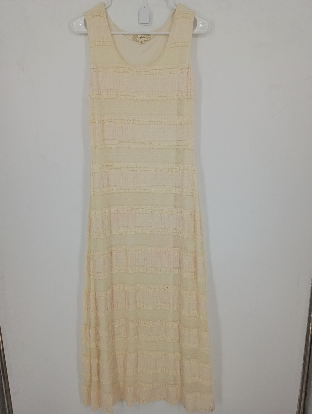 Nurture Cream Sleeveless Lace Crochet Maxi Dress Size Medium
